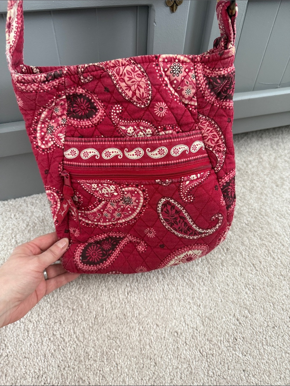 Vera Bradley Quilted Paisley Crossbody Shoulder Bag - Red